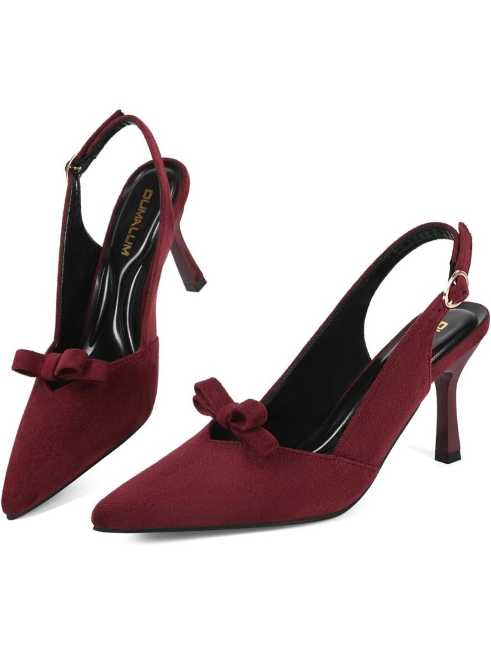 Women's Red Comfortable Slingback Closed Pointed Toe 3 inch Kitten Heels Pumps